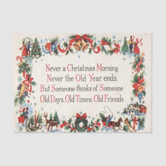 ヴィンテージのクリスマスは休日のパーティのティッシュをpoen 薄葉紙 (正面)