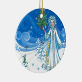 ヴィンテージのクリスマスは、娘雪が降ります セラミックオーナメント (右)