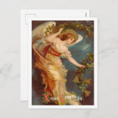 ヴィンテージのクリスマスアンジ、クリスマスグリーティング書道 シーズンポストカード (正面/裏面)