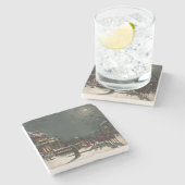 ヴィンテージのクリスマスイブのパーティー ストーンコースター (横)