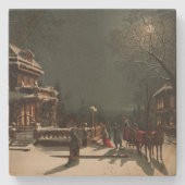 ヴィンテージのクリスマスイブのパーティー ストーンコースター (正面)