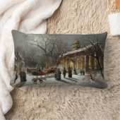 ヴィンテージのクリスマスイブ場面 ランバークッション (ブランケット)