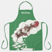 ヴィンテージのクリスマスイブ、レトロなサンタクロースのスレイ エプロン (正面)