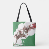 ヴィンテージのクリスマスイブ、レトロなサンタクロースのスレイ トートバッグ (裏面)