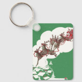 ヴィンテージのクリスマスイブ、レトロなサンタクロースのソリ キーホルダー (正面)