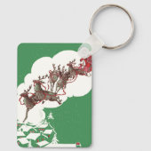 ヴィンテージのクリスマスイブ、レトロなサンタクロースのソリ キーホルダー (裏面)