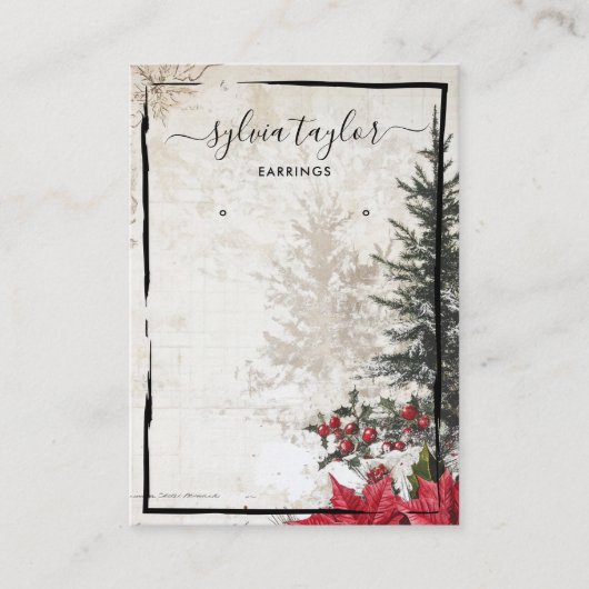ヴィンテージのクリスマスイヤリングフレームの表示ロゴの追加 名刺 (正面)