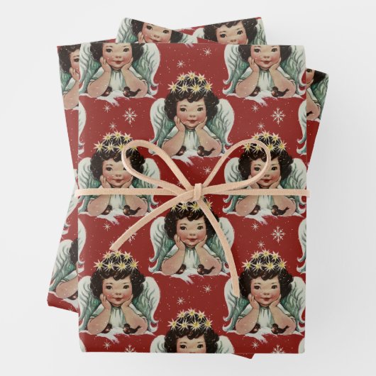 ヴィンテージのクリスマスエンジェル ラッピングペーパーシート (インサイチュ)