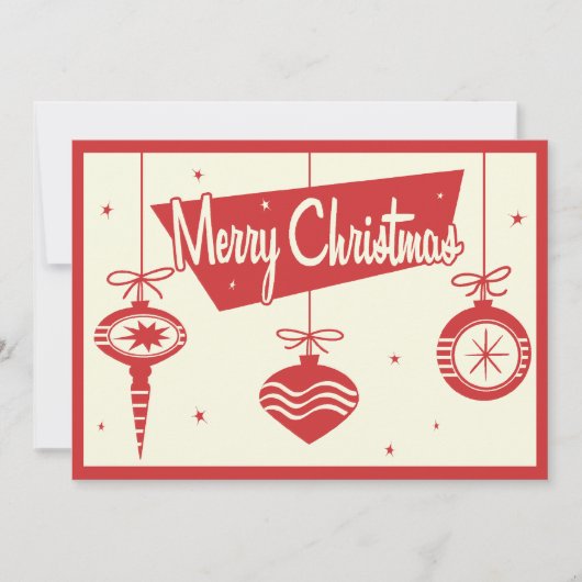 ヴィンテージのクリスマスオーナメントのパーティの招待状 招待状 (正面)