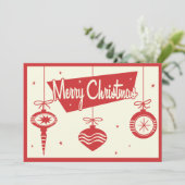 ヴィンテージのクリスマスオーナメントのパーティの招待状 招待状 (スタンド正面)