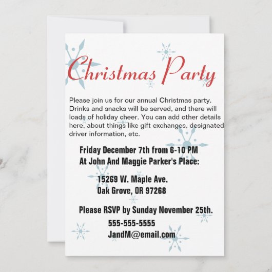 ヴィンテージのクリスマスオーナメントのパーティの招待状 招待状 (裏面)