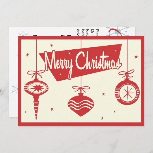 ヴィンテージのクリスマスオーナメントのパーティの招待状 招待状 (正面/裏面)