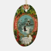 ヴィンテージのクリスマスオーナメント-カップルの歩くの雪 セラミックオーナメント (右)