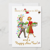 ヴィンテージのクリスマスカップルのメリークリスマスの挨拶 シーズンカード (正面)