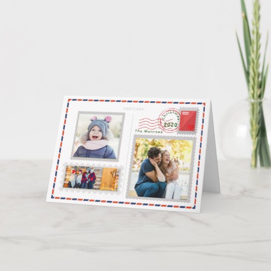 ヴィンテージのクリスマスカードに写真を追加 カード (正面)