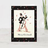 ヴィンテージのクリスマスカードのチェロのミュージシャン シーズンカード (正面)