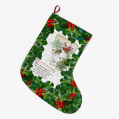 ヴィンテージのクリスマスカードのヒイラギの果実のクリスマスの詩 ラージクリスマスストッキング (正面 (吊り時))