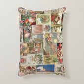 ヴィンテージのクリスマスカードの休日パターン アクセントクッション (正面(垂直))