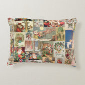 ヴィンテージのクリスマスカードの休日パターン アクセントクッション (裏面)