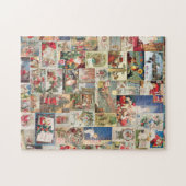 ヴィンテージのクリスマスカードの休日パターン ジグソーパズル (横)