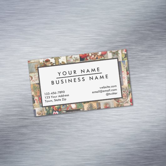 ヴィンテージのクリスマスカードの休日パターン マグネット名刺 (インサイチュ)