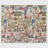 ヴィンテージのクリスマスカードの休日パターン ラッピングペーパー (フラット)