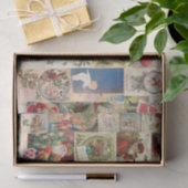 ヴィンテージのクリスマスカードの休日パターン 薄葉紙 (ギフト)