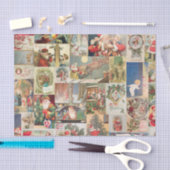 ヴィンテージのクリスマスカードの休日パターン 薄葉紙 (クラフト)