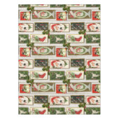 ヴィンテージのクリスマスカードを飾ったシプラップ テーブルクロス (正面)