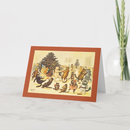 ヴィンテージのクリスマスカード、アーサーThiele猫 シーズンカード (正面)