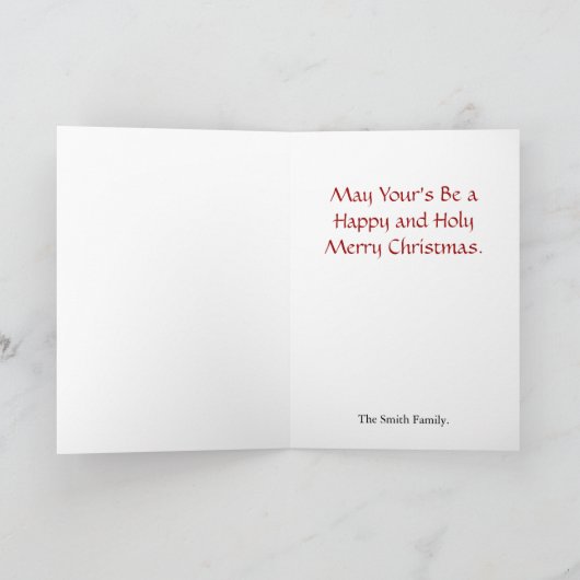 ヴィンテージのクリスマスカード、メアリーと子供のラインアート シーズンカード (内部)