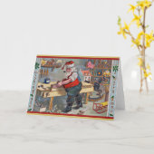 ヴィンテージのクリスマスカード 主演のサンタクロース カード (黄色い花)