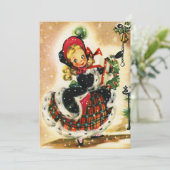 ヴィンテージのクリスマスガール シーズンカード (スタンド正面)