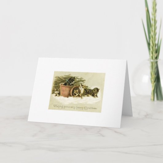 ヴィンテージのクリスマスキャッツグリーティングカード シーズンカード (正面)