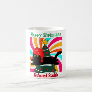ヴィンテージのクリスマスキャットギフト コーヒーマグカップ