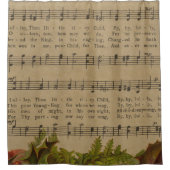 ヴィンテージのクリスマスキャロル音楽シート シャワーカーテン (正面)