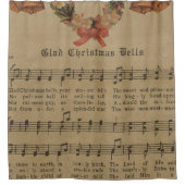 ヴィンテージのクリスマスキャロル音楽シート シャワーカーテン (正面)