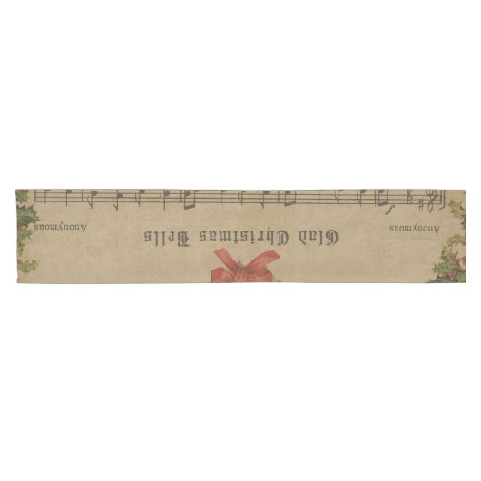 ヴィンテージのクリスマスキャロル音楽シート ショートテーブルランナー (横)