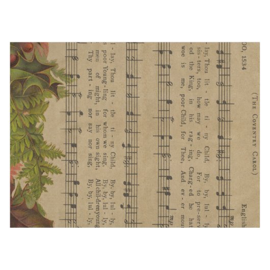 ヴィンテージのクリスマスキャロル音楽シート テーブルクロス (正面(横))