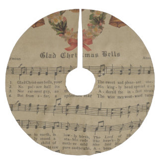 ヴィンテージのクリスマスキャロル音楽シート ブラッシュドポリエステルツリースカート