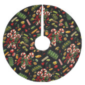 ヴィンテージのクリスマスキャンデーの木のスカート ブラッシュドポリエステルツリースカート (正面)