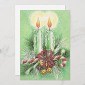 ヴィンテージのクリスマスキャンドル、ベル、キャンディキャネス シーズンカード (正面/裏面)