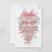 ヴィンテージのクリスマスグリーン結婚オーナメントレッド 招待状 (正面)