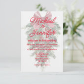 ヴィンテージのクリスマスグリーン結婚オーナメントレッド 招待状 (スタンド正面)