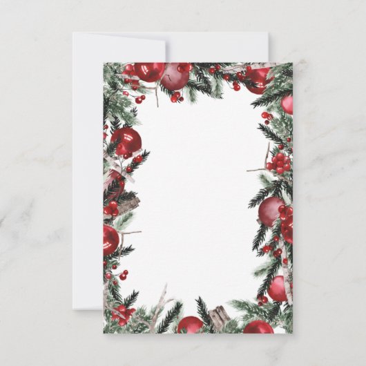 ヴィンテージのクリスマスグリーン結婚オーナメント 招待状 (裏面)