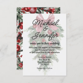 ヴィンテージのクリスマスグリーン結婚オーナメント 招待状