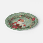 ヴィンテージのクリスマスサンタおよびリース ペーパープレート (アングル)
