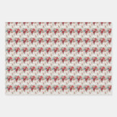 ヴィンテージのクリスマスサンタ、雪と猫 ラッピングペーパーシート (正面2)