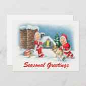 ヴィンテージのクリスマスシーンポストカード シーズンポストカード (正面/裏面)