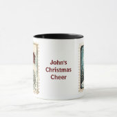 ヴィンテージのクリスマススタンプ。編集可能な名前 マグカップ (中央)